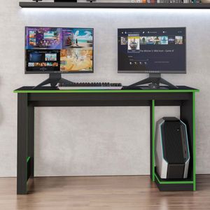 Mesa Gamer Para Computador Escrivaninha Caemmun - Preto Tx/Verde