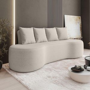 Sofá Orgânico Curvo 2,10m 3 Lugares Com Almofadas Ibiza Bexs Bege