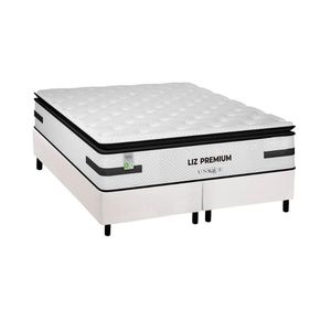 Conjunto Box Queen: Colchão Molas Plumatex Ensacadas Liz Premium D33 + Base Crc Courano White(158x198)
