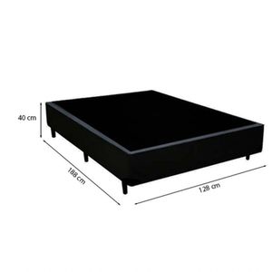 Cama Box Viúva 128 Tecido Preto Com Colchão Paris De Molas Preto 66x128x188