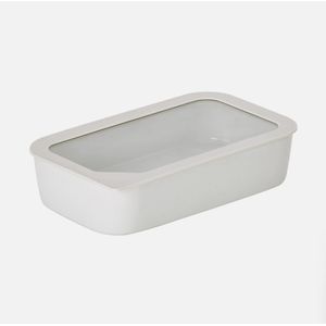 Pote Retangular de cerâmica - Tampa de Vidro - 1500ml - Neoflam - FIKA ONE - Cor Branco