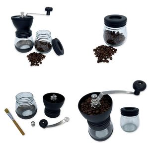 Moedor De Café Manual Vidro Plastico Inox Ceramica - Preto