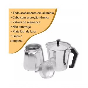 Cafeteira Italiana Inox 3 Xícaras De Café Moka