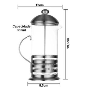 Cafeteira Francesa De 350 Ml Inox E Vidro Para Café Perfeito