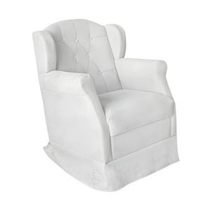 Poltrona Amamentação Balanço Confortável Puff Pétala Corino Cor:branco