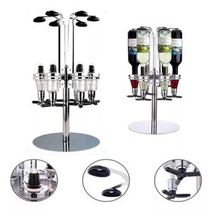 Dispenser De Bebidas Giratorio Porta 4 Garrafas Dosador Suporte Inox Mesa Dose Shot Gin Whisky Licor Adega Bar Butler Pi
