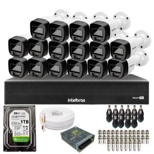 Kit 16 Câmeras Intelbras 1120b Full Color, Dvr 16ch Mhdx 1016c  Hd 1tb