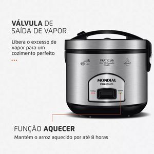 Panela Elétrica De Arroz Pe-42-10x Preto E Inox Mondial Frequência 60 Hz 220V