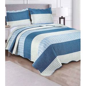 Jogo De Colcha Evolution Patchwork Queen Camesa Azul