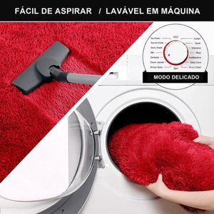 Tapete Sala Felpudo Peludo Vermelho 100 X 120 Cm