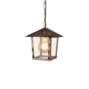 Lustre Pendente Blumenau Colonial Nina Quadrado Vidro Liso Cobre E27 Bivolt