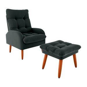 Poltrona com Puff Matrix Nantes - Cinza