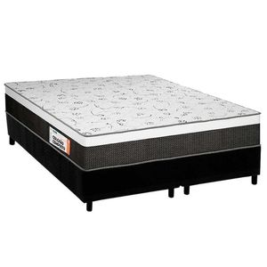 Conjunto Box Queen: Colchão Espuma Plumatex D28 Anatômico Falcon Ultra Firme + Base Crc Suede Black (158x198)