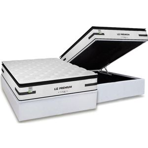 Cama Box Baú Casal: Colchão Molas Masterpocket Ensacadas Plumatex Liz Premium D33 + Base Crc Courano White (138x188)