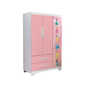 Roupeiro Infantil Personagens Princesas Rosa