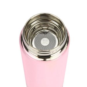Garrafa Térmica Inteligente De Inox 500ml Tampa C/sensor De Temperatura Led água Café Chá Rosa Bebe