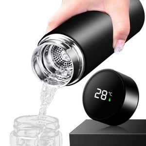 Garrafa Térmica Em Aço Inox Com Termômetro Digital 480ml Led