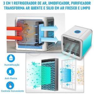 Ar Condicionado Portátil Arctic Air Cooler Umidificador Climatizador Luz Led 7 Cores Rgb