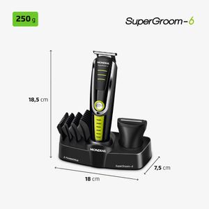 Aparador de Pelos Super Groom 06 Mondial Preto e Verde 6W  BG-04