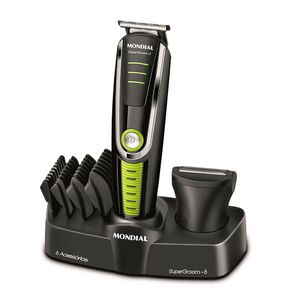 Aparador de Pelos Super Groom 06 Mondial Preto e Verde 6W  BG-04