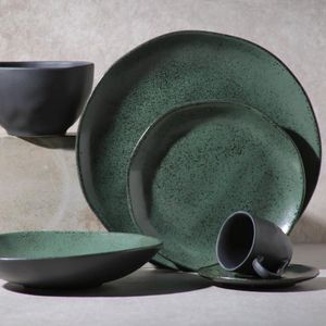 Conjunto com 6 Xícaras de Café com Pires Orgânico Stoneware Arauco 120ml