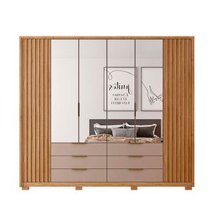 Guarda Roupa Casal Maximus Double Lux com Espelhos 6 Portas 6 Gavetas Caemmun - Buriti / fendi