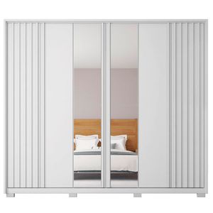 Guarda Roupa Casal Apollo Lux com Espelhos 6 Portas 4 Gavetas Caemmun - Branco Fosco