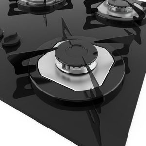 Cooktop Terim à Gás TRM 4B - Vidro Preto com Flange Inox Preto - Bivolt