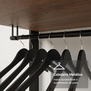 Guarda Roupa Closet Modulado 4 Gavetas 6 Prateleiras 140cm Valencia Rustic Preto