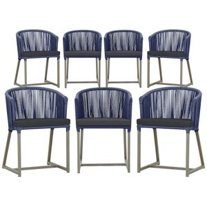 7 Cadeiras De Jantar área Noronha Fendi E11 Trama  Azul