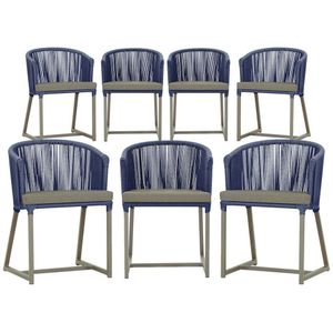 7 Cadeiras De Jantar área Noronha Fendi E8 Trama  Azul