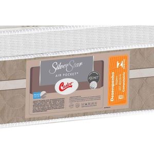 Cama Box Solteiro: Colchão Molas Pocket Ensacadas Castor Silver Star Air Double + Base Crc Suede Clean (88x188)