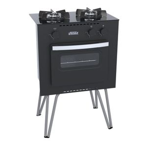 Fogão Portátil 2 Bocas Venax Mini Cook Gas Glp Preto Fosco U