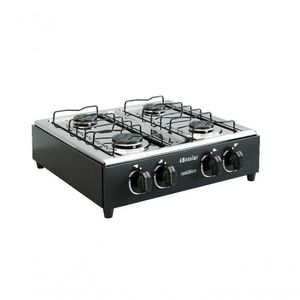 Fogão Portátil Braslar 4 Bocas A Gás Inox Preto - Preto, Bivolt
