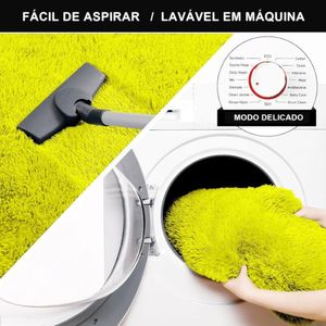 Tapete Passadeira Quarto Antiderrapante Amarelo 50 X 140 Cm