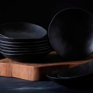 Conjunto com 6 Pratos Raso Orgânico Preto Matte Ø 26,5cm