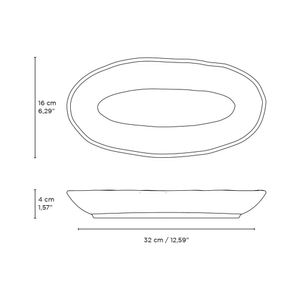 Conjunto com 4 Travessas Oval Funda G Orgânico Oceano 32x16cm 650ml