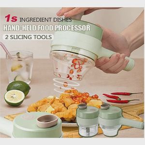 Kit 4 EM 1 Fatiador Cortador Picador De Legumes Elétrico Portátil Usb