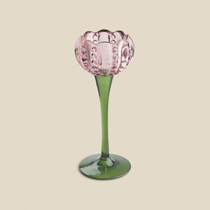 Porta Vela Blossom Vidro Rosa - A\CASA