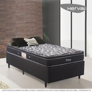 Cama Box Herval Solteiro Troya, 59x88x188 cm, Molas Bonnel