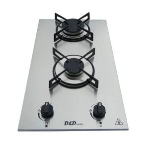 Fogão Cooktop de Embutir 2 Bocas Inox GLP D&D Metal