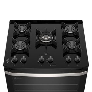 Fogão 5 bocas Electrolux Preto Efficient Mesa de Vidro, PerfectCook e Grades de Ferro (FE5GB)