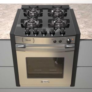 Fogao Elétrico De Embutir 4 Bocas A Gás Gaudi Platinum Vitreo Inox 220v - Venax