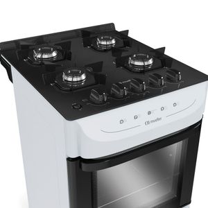 Fogão Mueller Branco 4 Bocas Com Mesa De Vidro Mfv4bb