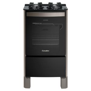 Fogão Esmaltec Esmeralda Glass Gourmet 4 Bocas Inox Com Timer Digital E Grill Elétrico