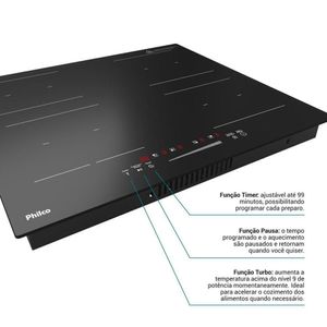 Cooktop de Indução Philco PCTQ1 Função Turbo 220v