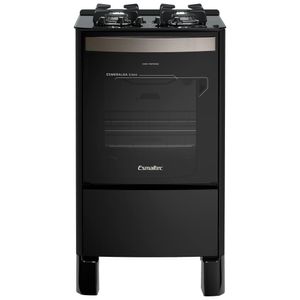 Fogão Esmaltec Esmeralda Glass Gourmet 4 Bocas Preto Com Timer Digital E Grill Elétrico