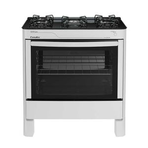 Fogão A Gás 5 Bocas Automático ágata Glass Branco Mesa De Vidro - Esmaltec