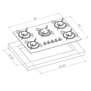 Cooktop a Gás 5 Bocas Mega Chama Bivolt D&D Metal CE05VE