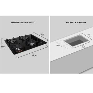 Cooktop Atlas U.top 4 Bocas Acendimento Automático Bivolt